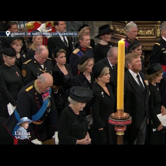 Albert de Monaco et son épouse Charlene de Monaco aux funérailles de la reine Elizabeth II en l'abbaye de Westminster. Le 19 septembre 2022.