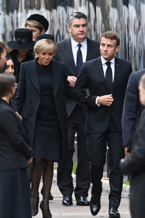 Le président Emmanuel Macron et sa femme Brigitte - Arrivées au service funéraire à l'Abbaye de Westminster pour les funérailles d'Etat de la reine Elizabeth II d'Angleterre.