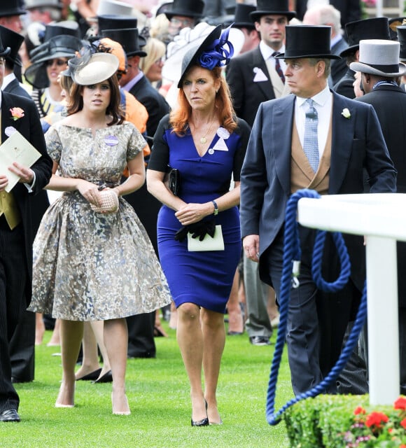 La princesse Eugenie d'York,Sarah Ferguson et le prince Andrew, duc d'York - La famille royale arrive aux courses du Royal Ascot 2015 le 19 juin 2015.