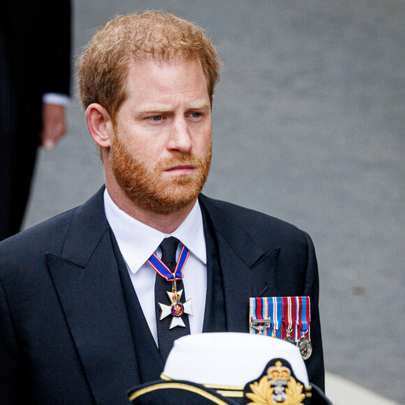 La princesse Anne et Le prince Harry, duc de Sussex - Funérailles d'Etat de la reine Elizabeth II d'Angleterre, à Londres, Royaume Uni