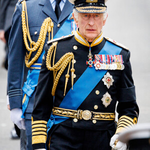 Le roi Charles III d'Angleterre, le prince William - Funérailles d'Etat de la reine Elizabeth II d'Angleterre, à Londres, Royaume Uni, le 19 septembnre 2022.