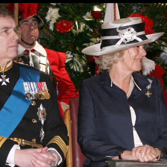 Prince Andrew, duc d'York, Camilla Parker-Bowles, duchesse de Cornouailles, Prince Charles, prince de Galles - Réception au Guildhall après la messe à la cathédrale Saint-Paul pour le centenaire de l'aviation de la Royal Navy