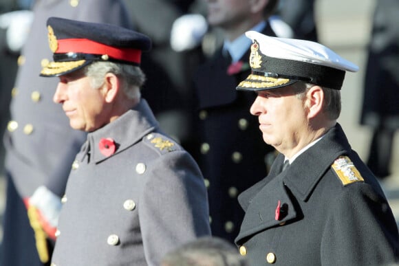 Prince Charles et prince Andrew - Remembrance Sunday service au cénopathe de Londres en 2011