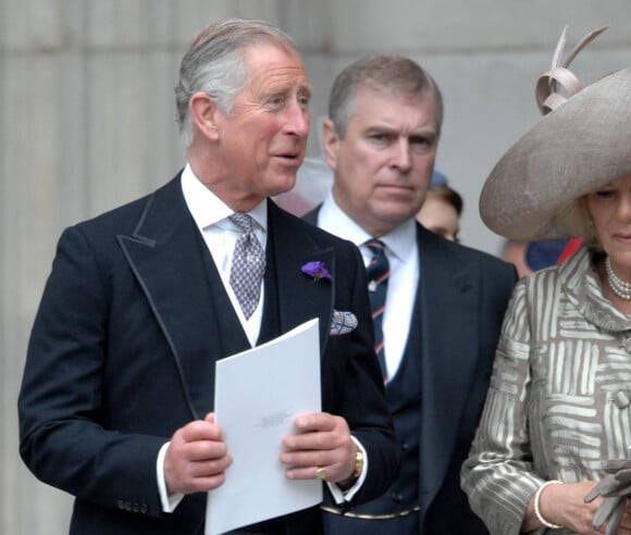 Le prince Charles et le prince Andrew - Messe pour l'action de Grâce en la cathédrale Saint-Paul à Londres à l'occasion du jubilé de diamant de la reine en 2012. 