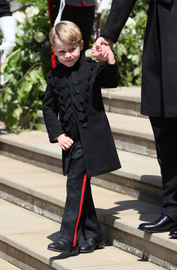 Le prince George de Cambridge - Les invités à la sortie de la chapelle St. George au château de Windsor, Royaume Uni, le 19 mai 2018. 