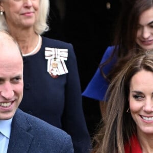 Le prince William, prince de Galles, et Catherine (Kate) Middleton, princesse de Galles, lors de leur visite à l'église St Thomas à Swansea, Royaume Uni, le 27 septembre 2022.