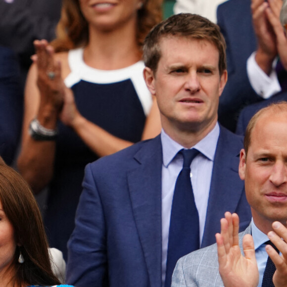 Le prince William, duc de Cambridge, et Catherine (Kate) Middleton, duchesse de Cambridge, dans les tribunes du tournoi de Wimbledon, le 5 juillet 2022. 