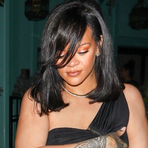 Rihanna et son compagnon ASAP Rocky à la sortie du restaurant "Olivetta".