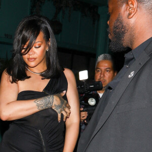 Rihanna et son compagnon ASAP Rocky à la sortie du restaurant "Olivetta".