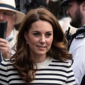 Catherine Kate Middleton, duchesse de Cambridge lors du lancement de la King's Cup, une régate au mois d'août, à Londres le 7 mai 2019. Lors de cet événement, le duc et la duchesse de Cambridge ont déclaré qu'ils sont impatients de rencontrer leur neveu, le fils du prince Harry et de Meghan Markle. 