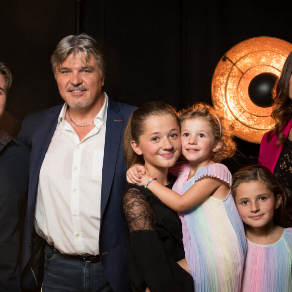 Exclusif - David Douillet, Vanessa Carrara, Blanche Douillet, Matteo Douillet, Agathe et Romane - Enregistrement de l'émission "La Chanson secrète 7" à la Scène musicale à Paris. © Gaffiot-Moreau / Bestimage