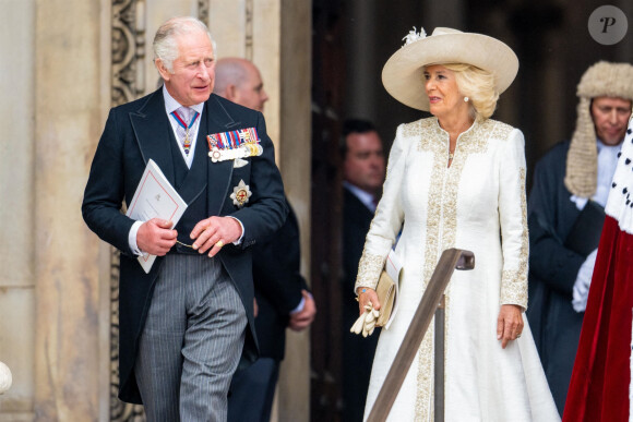 Le prince Charles et Camilla Parker Bowles - Les membres de la famille royale et les invités lors de la messe célébrée à la cathédrale Saint-Paul de Londres, dans le cadre du jubilé de platine de la reine Elizabeth II d'Angleterre. Londres, le 3 juin 2022.