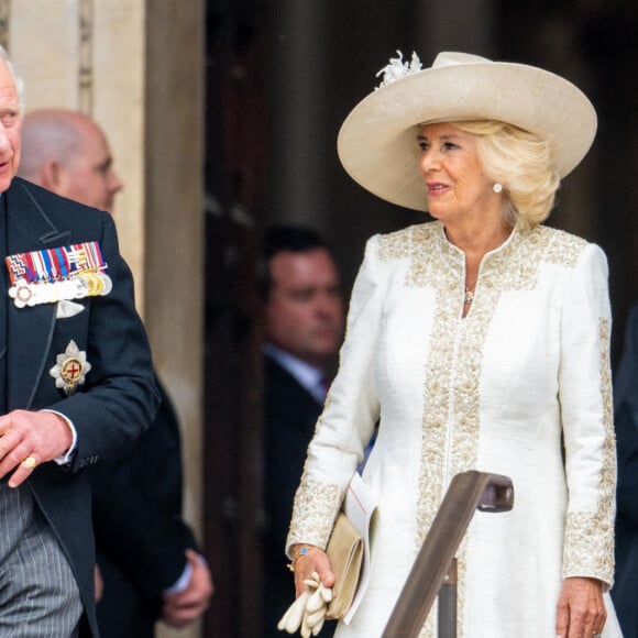 Le prince Charles et Camilla Parker Bowles - Les membres de la famille royale et les invités lors de la messe célébrée à la cathédrale Saint-Paul de Londres, dans le cadre du jubilé de platine de la reine Elizabeth II d'Angleterre. Londres, le 3 juin 2022.