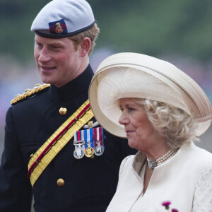 Le prince Harry, Camilla Parker Bowles, le prince William et Kate Middleton - ubilé de diamant de la reine à Londres. Le 3 juin 2012.