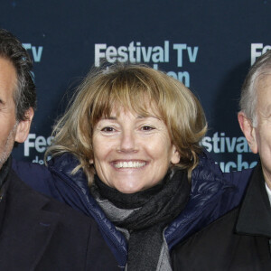 Jérémy Banster, Sylvie Ayme, Francis Huster - Soirée d'ouverture de la 24e édition du Festival des Créations TV au Casino de Luchon. Le 9 février 2022. © Christophe Aubert via Bestimage