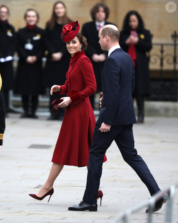 Le prince William, duc de Cambridge, et Kate Middleton, duchesse de Cambridge - La famille royale d'Angleterre lors de la cérémonie du Commonwealth en l'abbaye de Westminster à Londres, le 9 mars 2020. 