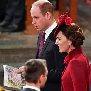 Kate Catherine Middleton, duchesse de Cambridge, le prince William, duc de Cambridge - La famille royale d'Angleterre lors de la cérémonie du Commonwealth en l'abbaye de Westminster à Londres. Le 9 mars 2020 