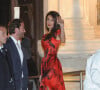 Amal Alamuddin - Les futurs mariés quittent l'hôtel Cipriani en compagnie de leurs invités. George Clooney partira de son côté pour enterrer sa vie de garçons dans un restaurant "Da Ivo", tandis qu'Amal rentrera à son hôtel. Venise, le 26 septembre 2014