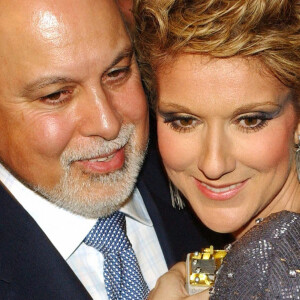 René Angélil et Céline Dion après son nouveau spectacle "A New Day" à Las Vegas le 27 mars 2003