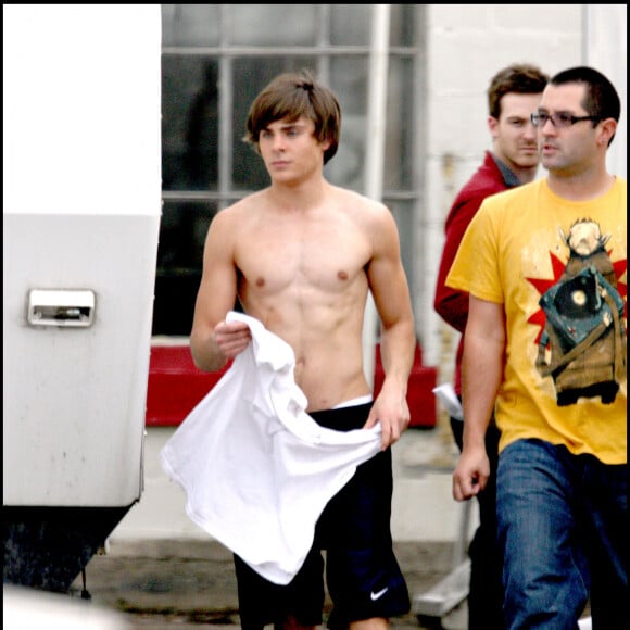 Zac Efron sur le tournage du film "High School Musical 3".