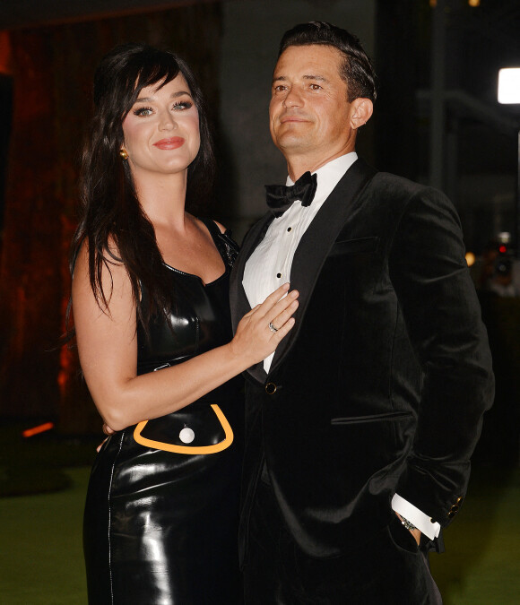 Katy Perry et son fiancé Orlando Bloom - People à la soirée de gala de l'Academy Museum of Motion Pictures à Los Angeles, le 25 septembre 2021. 