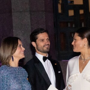 La princesse Sofia et le prince Carl Philip, la princesse Victoria de Suède lors d'une soirée de concert offerte au roi et à la reine de Suède à Stockholm, à l'occasion du voyage officiel du couple royal des Pays-Bas en Suède. Le 12 octobre 2022