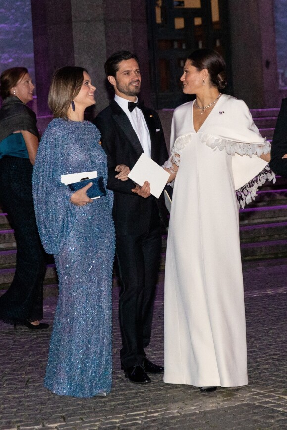 La princesse Sofia et le prince Carl Philip, la princesse Victoria de Suède lors d'une soirée de concert offerte au roi et à la reine de Suède à Stockholm, à l'occasion du voyage officiel du couple royal des Pays-Bas en Suède. Le 12 octobre 2022