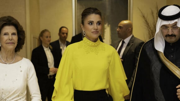 Rania de Jordanie rayonnante et lookée : défilé de tenues pour Silvia de Suède, entre fluo et robe classique