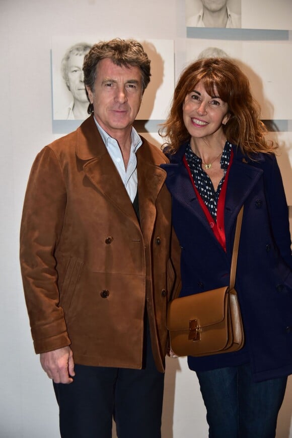 François Cluzet et sa femme Narjiss - Vernissage du Paris Art Fair au Grand Palais à Paris, le 25 mars 2015.