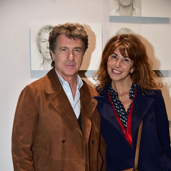 François Cluzet et sa femme Narjiss - Vernissage du Paris Art Fair au Grand Palais à Paris, le 25 mars 2015.