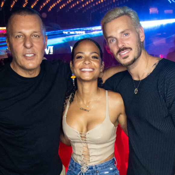 Exclusif - Jean-Roch, M. Pokora (Matt Pokora), sa femme Christina Milian - People dînent au restaurant "Gioia" avant de faire la fête au VIP Room à Saint-Tropez le 28 juillet 2022. © Hippolyte Hamonet/Bestimage 