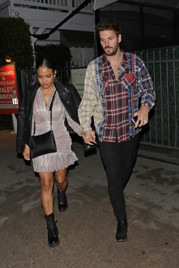 Exclusif - Matt Pokora (M. Pokora) et sa femme Christina Milian ont dîné avec Tony Parker au restaurant Giorgio Baldi à Santa Monica le 9 janvier 2021. 