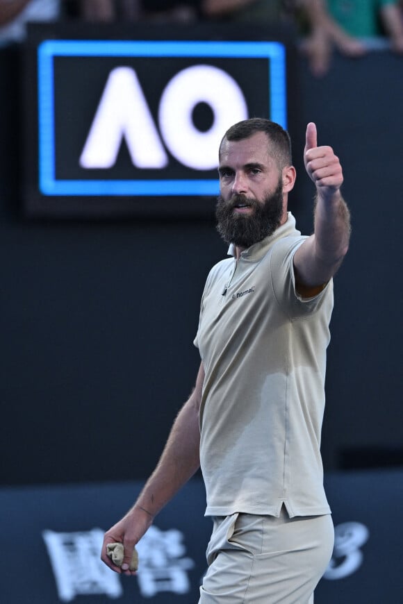 Benoît Paire face à Grigor Dimitrov lors de l'Open d'Australie. Melbourne, le 19 janvier 2022.