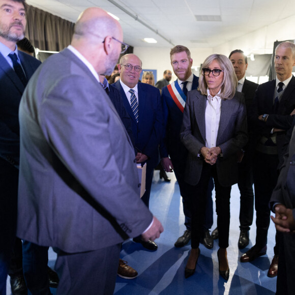 Brigitte Macron, Pap Ndiaye, ministre de l'Éducation nationale et de la Jeunesse, Franck Riester, ministre délégué, chargé des Relations avec le Parlement - Lancement de la campagne "Non au harcèlement à l'école" au collège Louis Braille à Esbly en Seine et Marne le 7 novembre 2022. © Raphael Lafargue / Pool / Bestimage