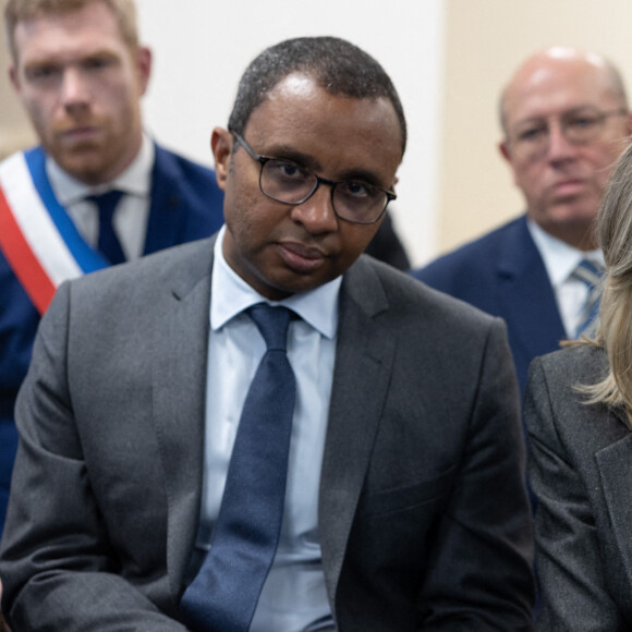 Brigitte Macron, Pap Ndiaye, ministre de l'Éducation nationale et de la Jeunesse - La première dame B.Macron lance la campagne "Non au harcèlement à l'école" au collège Louis Braille à Esbly en Seine et Marne le 7 novembre 2022. © Raphael Lafargue / Pool / Bestimage 