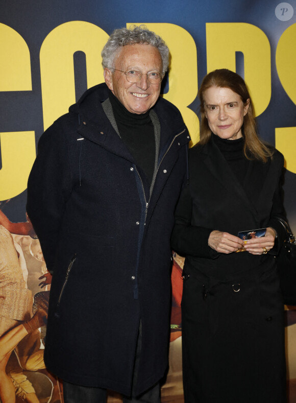 Nelson Monfort et sa femme Dominique - Avant-première du film "En Corps" de C. Klapisch à l'UGC Normandie à Paris le 16 mars 2022. © Marc Ausset-Lacroix/Bestimage.