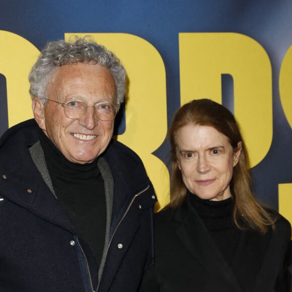 Nelson Monfort et sa femme Dominique - Avant-première du film "En Corps" de C. Klapisch à l'UGC Normandie à Paris le 16 mars 2022. © Marc Ausset-Lacroix/Bestimage.