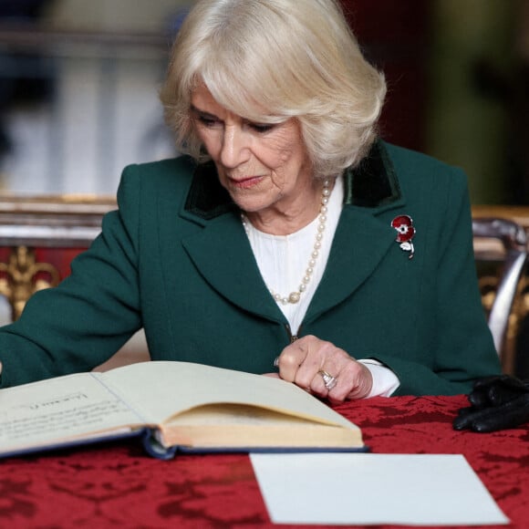 Le roi Charles III d'Angleterre et Camilla Parker Bowles, reine consort d'Angleterre, assistent à une cérémonie à Mansion House pour conférer le statut de ville à Doncaster, le 9 novembre 2022. 