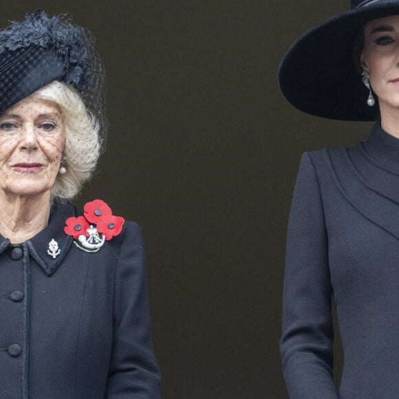 Camilla Parker Bowles, reine consort d'Angleterre, et Catherine (Kate) Middleton, princesse de Galles, - Les membres de la famille royale d'Angleterre et les personnalités lors du "Remembrance Sunday Service" à Londres, le 13 novembre 2022. 