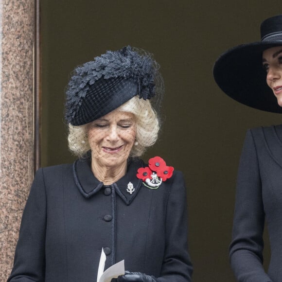 Camilla Parker Bowles, reine consort d'Angleterre, et Catherine (Kate) Middleton, princesse de Galles, - Les membres de la famille royale d'Angleterre et les personnalités lors du "Remembrance Sunday Service" à Londres, le 13 novembre 2022. 