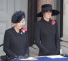 Camilla Parker Bowles, reine consort d'Angleterre et Catherine (Kate) Middleton, princesse de Galles lors du "Remembrance Sunday Service" à Londres, Royaume Uni, le 13 novembre 2022. 