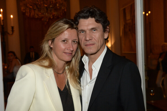 Exclusif - Marc Lavoine et son femme Sarah - Le Restaurant Apicius dans le 8ème arrondissement a été privâtisé pour célébrer l'ouverture de la boutique de joaillerie "Messika" au 259 rue Saint Honoré dans le 1er arrondissement à Paris