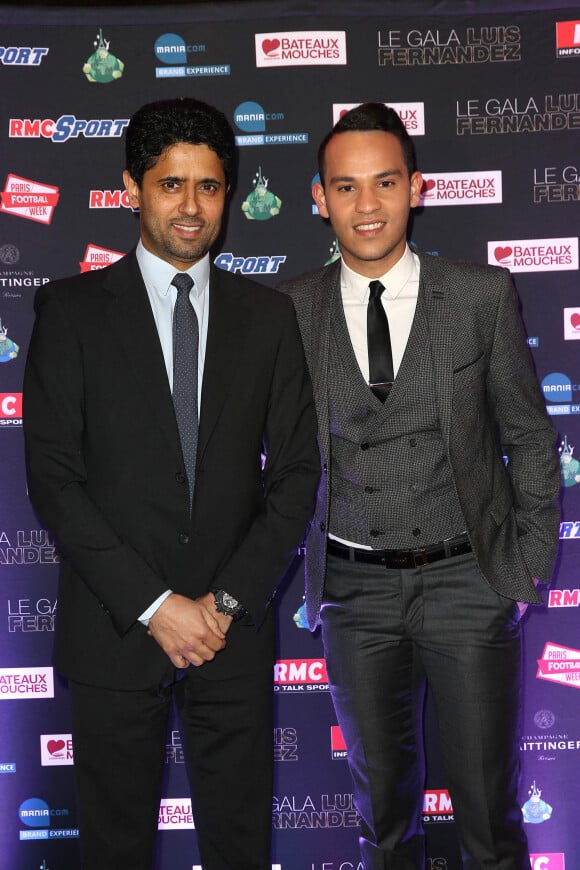 Nasser Al-Khelaïfi et Mohamed Bouhafsi - Soirée de gala en l'honneur de Luis Fernandez sur les Bateaux Mouches à Paris le 17 mars 2016. © Cyril Moreau/Bestimage.