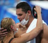 Florent Manaudou et sa compagne Pernille Blume - Florent Manaudou, médaille d'argent du 50 m nage libre aux jeux olympiques Tokyo 2020 (23 juillet - 8 août 2021), le 1er août 2021. 