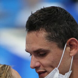 Florent Manaudou et sa compagne Pernille Blume - Florent Manaudou, médaille d'argent du 50 m nage libre aux jeux olympiques Tokyo 2020 (23 juillet - 8 août 2021), le 1er août 2021. 