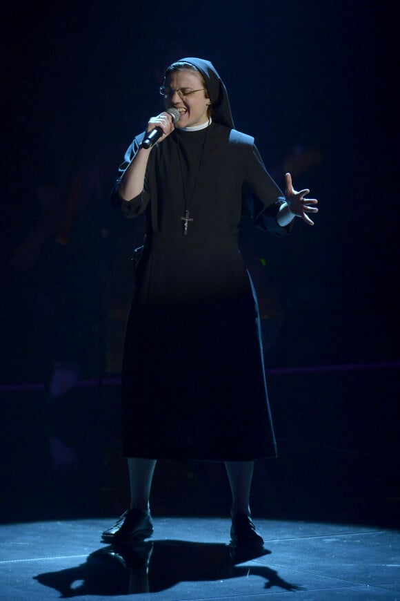 Soeur Cristina Scuccia - 3ème épisode du show TV "The Voice" à Milan. Le 28 mai 2014 