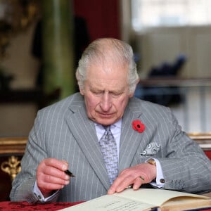 Le roi Charles III d'Angleterre et Camilla Parker Bowles, reine consort d'Angleterre, assistent à une cérémonie à Mansion House pour conférer le statut de ville à Doncaster, le 9 novembre 2022. 