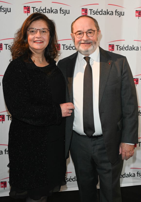 Exclusif - Ariel Goldmann (président du Fonds Social Juif Unifié) avec sa femme - Soirée caritative des parrains de l'Appel national pour la Tsedaka au Pavillon d'Armenonville à Paris, le 27 novembre 2022. © Coadic Guirec/Bestimage