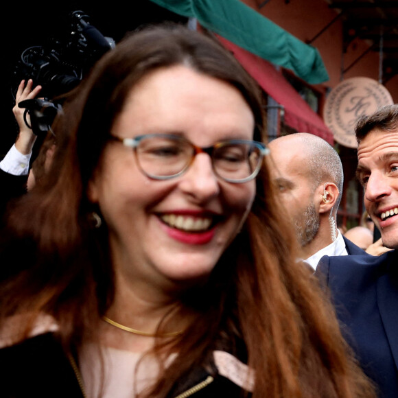Le président français Emmanuel Macron et sa femme Brigitte arrivent à La Nouvelle-Orleans, accueillis par la maire de la ville LaToya Cantrell, à l'occasion de leur voyage officiel aux Etats-Unis. Le 2 décembre 2022 © Dominique Jacovides / Bestimage 