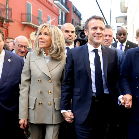 Le président français Emmanuel Macron et sa femme Brigitte arrivent à La Nouvelle-Orleans, accueillis par la maire de la ville LaToya Cantrell, à l'occasion de leur voyage officiel aux Etats-Unis. © Dominique Jacovides / Bestimage 